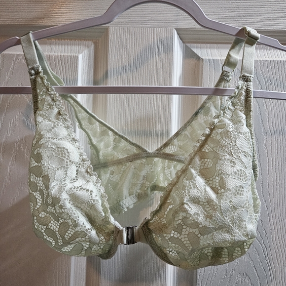 Dobreva Other - Dobreva Unlined Push Up Balconette Underwire 32E Green Floral Lace Bra